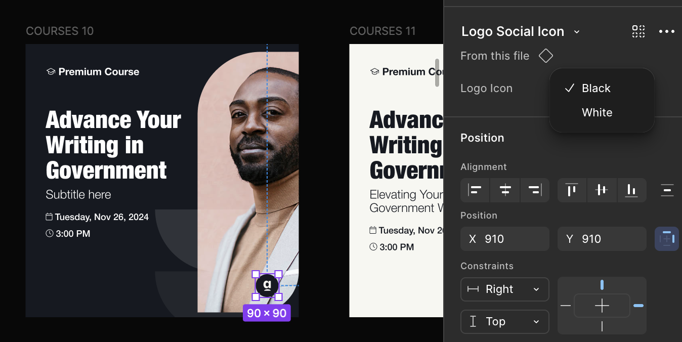 Figma logo component showing black and white contrast variants.