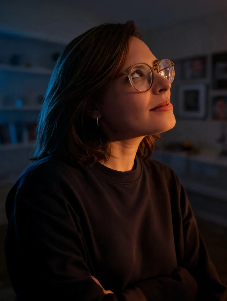 Portrait study with warm and blue lighting