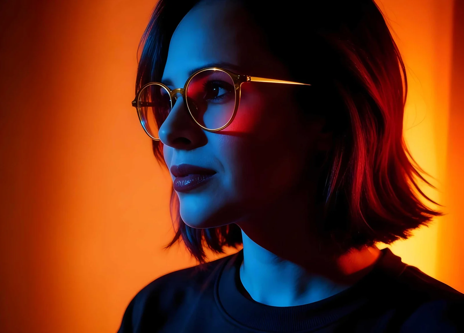Portfolio portrait with a blue and orange color direction