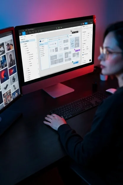Wide view of a designer working with Figma